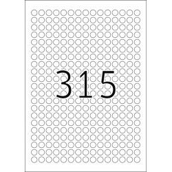 Etykiety odklejalne 4385 Movables, okrągłe φ 10 mm., białe, papier mat, 7875 szt.