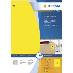 Etykiety kolorowe 4401, A4, samoprzylepne, 210 x 297 mm. , żółte, papier mat, 100 szt.