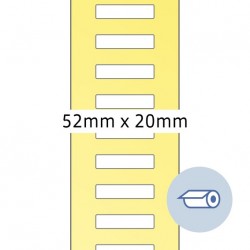 Etykiety do druku termotransferowego, 52 x 19,5 mm, białe matowe, klej permanentny.