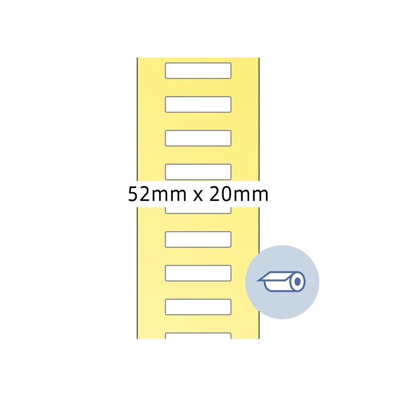 Etykiety do druku termotransferowego, 52 x 19,5 mm, białe matowe, klej permanentny.